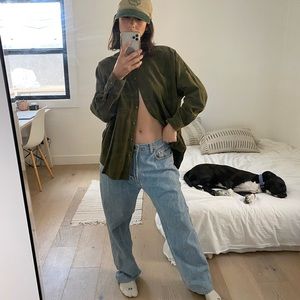 Corduroy Green Button Down shirt